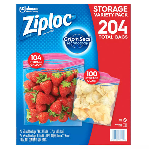 Ziploc Storage Bag Variety Pack, 204 ct.